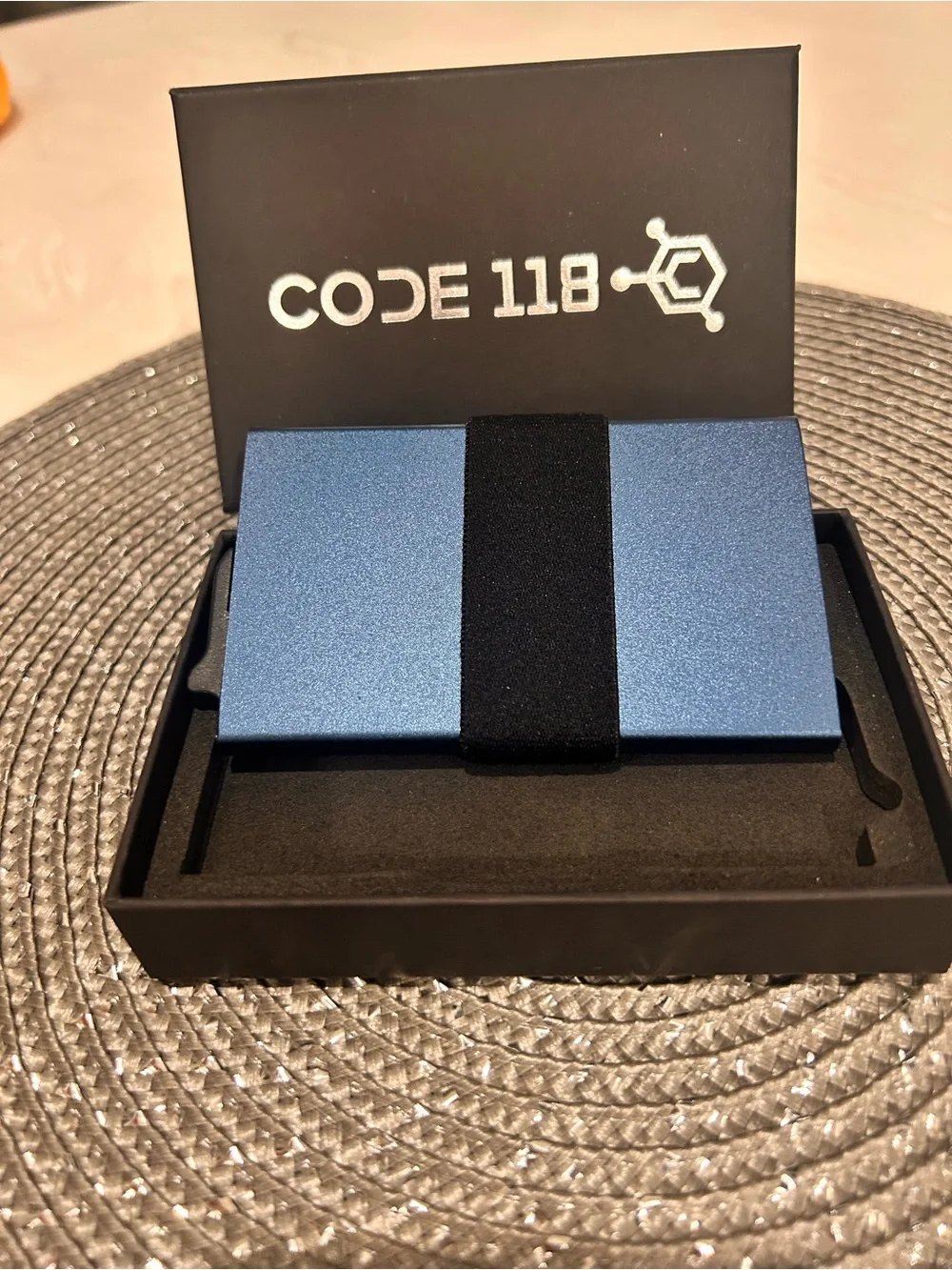 Pacific Blue CODE 118 Minimalist Wallet RFID Card w elastic strap
